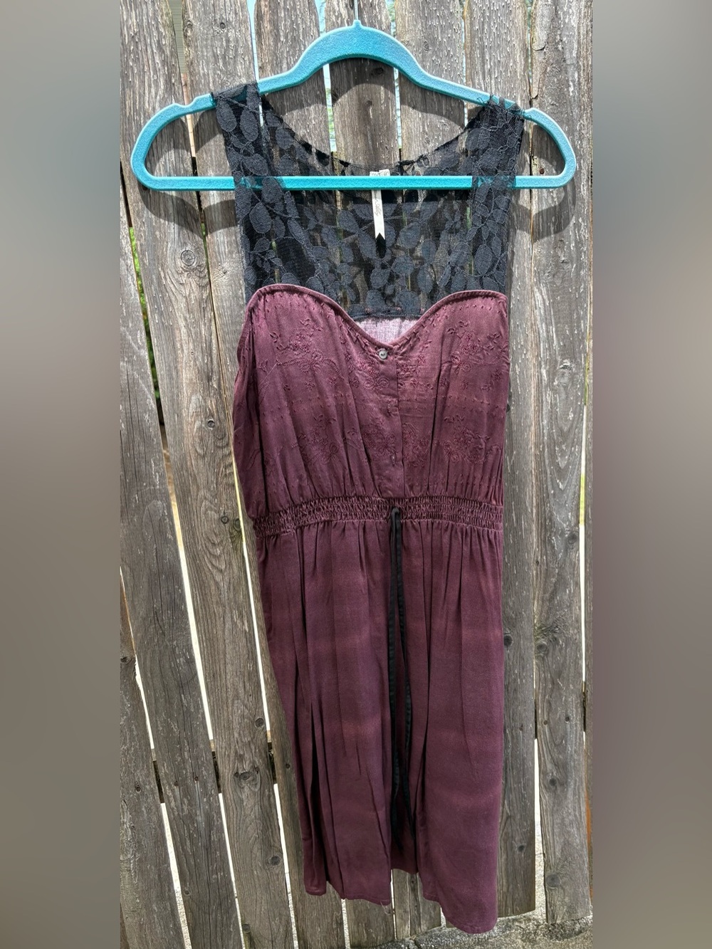 Petticoat Alley Black Lace Yoke Plum Midi Dress